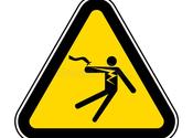 Main thumb electrical shock electrocution symbol sign isolate white background vector illustration eps accident alarm area arrow battery 154066060